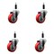 Service Caster 3.5'' SS Red Poly Wheel Swivel 7/8'' Expanding Stem Caster Set, 4PK SCC-SSEX20S3514-PPUB-RED-78-4 - alternate 1